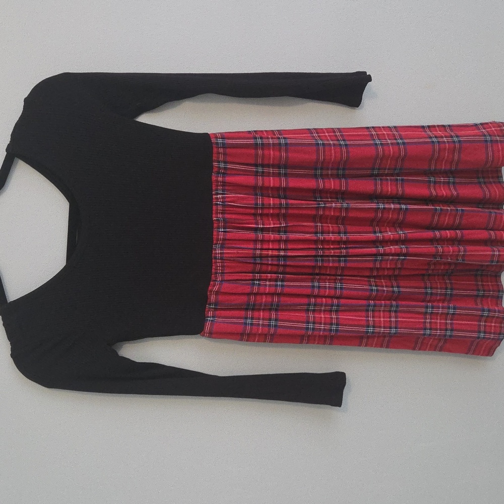 Little Sleepies BambooBlack and Red Plaid Long Sleeve Dress Girls Size 10